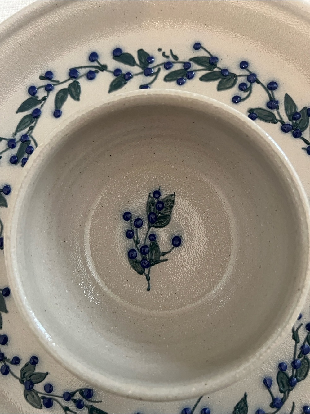 Salmon Falls Stoneware Chip & Dip Platter in Blueberry & Green Vine Pattern 2002 - Picture 3 of 12
